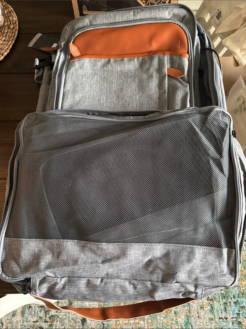 Grey and Orange Men's Backpack